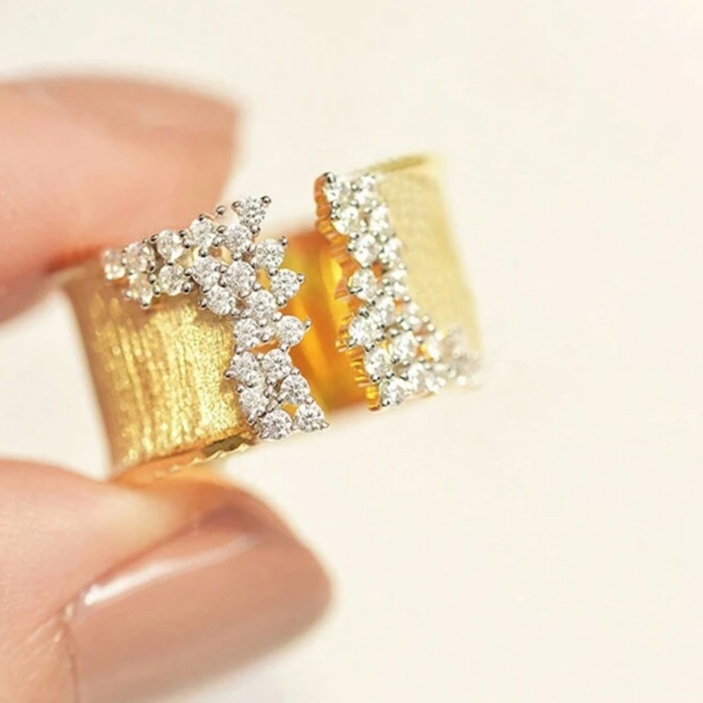 Gold and Silver Diamond Costume Ring